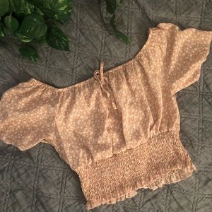 Cropped off the shoulder ditsy flower blouse